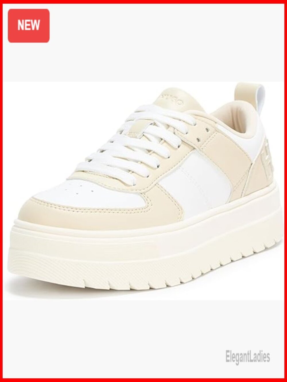 Platform Sneakers Size 8, Lace-Up Athletic Shoes for Casual Wear